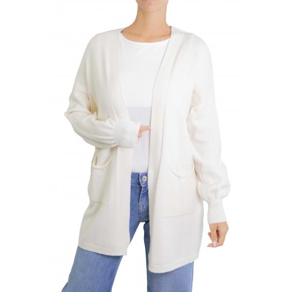 Cardigan lungo aperto con tasche